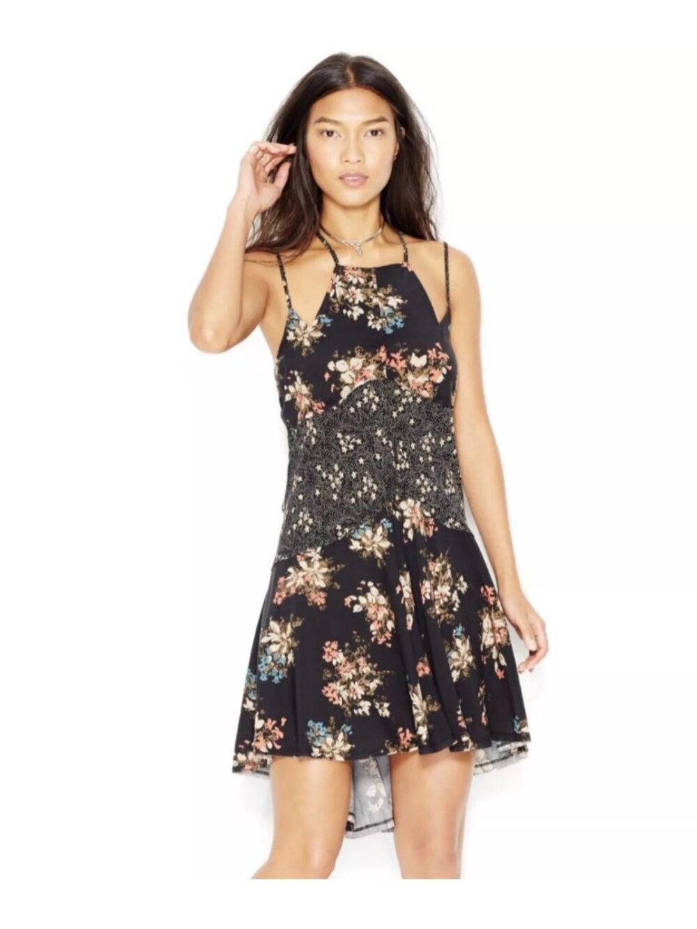 Free People Intimately Slip Dress Small Patchwork Crescent Witchy Boho Fairygoth